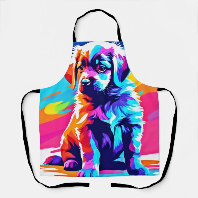 Rainbow Hued Dog Art Apron (Front)