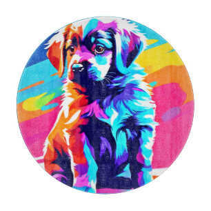 Rainbow Hued Dog Art Cutting Board