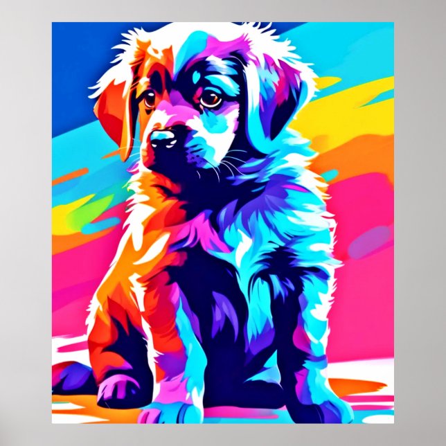 Rainbow Hued Dog Art Poster (Front)