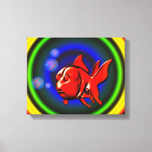 Rainbow Hues Cute Abstract Goldfish Canvas Print