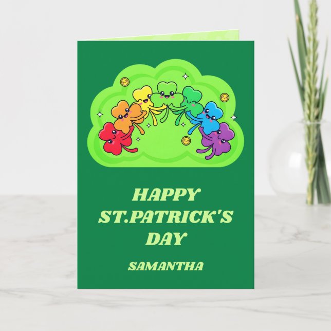 Rainbow Hugs St. Patrick’s Day Greeting Card (Front)