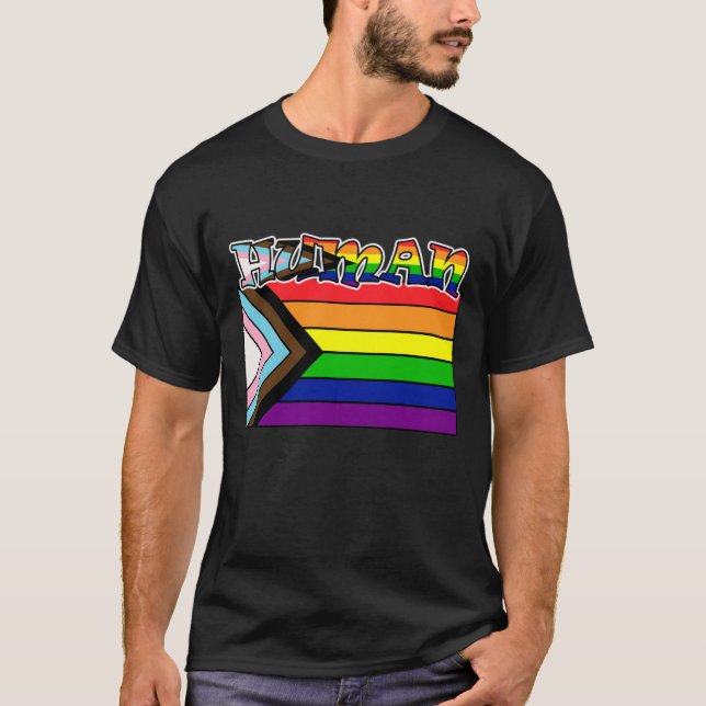 Rainbow Human LGBTQ Flag Support and Pride  T-Shir T-Shirt (Front)