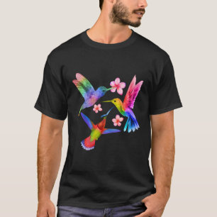 Rainbow Hummingbird Watercolor Colourful Bird T-Shirt