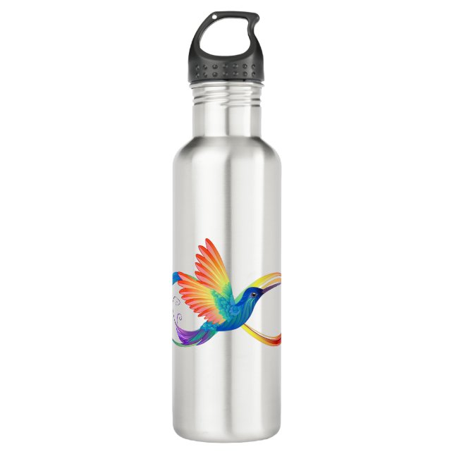 Rainbow Hummingbird with Infinity symbol 710 Ml Water Bottle (Front)
