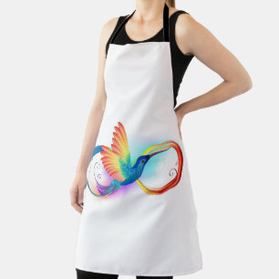 Rainbow Hummingbird with Infinity symbol Apron