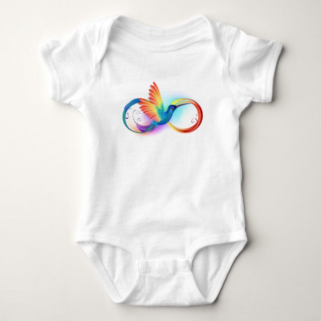 Rainbow Hummingbird with Infinity symbol Baby Bodysuit (Front)