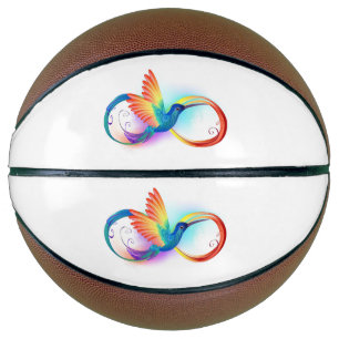 Rainbow Hummingbird with Infinity symbol Basketball
