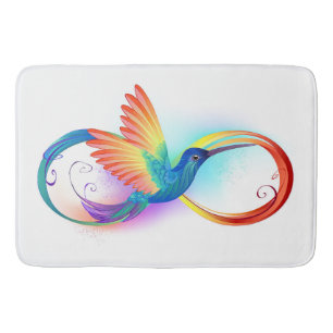 Rainbow Hummingbird with Infinity symbol Bath Mat