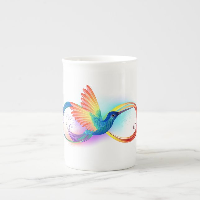 Rainbow Hummingbird with Infinity symbol Bone China Mug (Front)