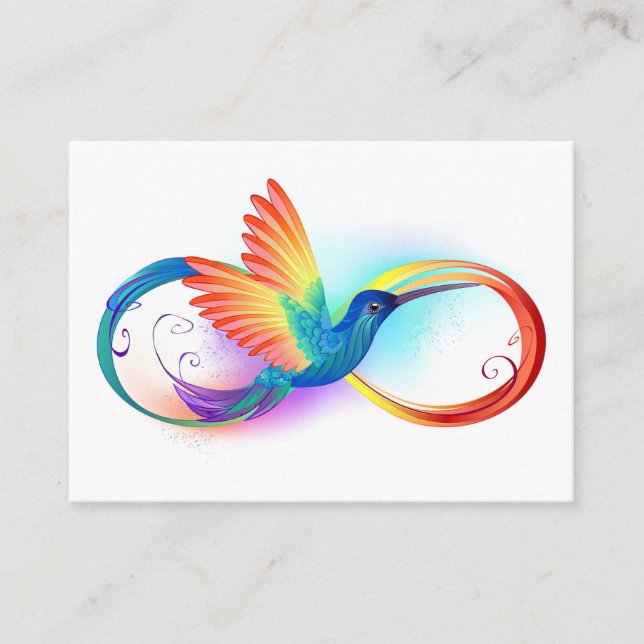 Rainbow Hummingbird with Infinity symbol Calling Card (Front)