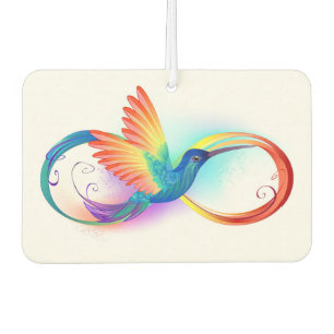 Rainbow Hummingbird with Infinity symbol Car Air Freshener
