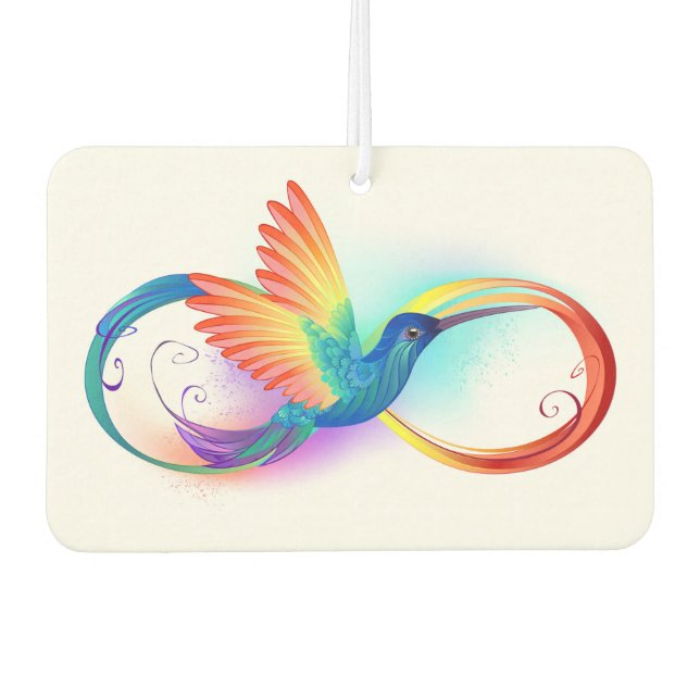Rainbow Hummingbird with Infinity symbol Car Air Freshener (Front)
