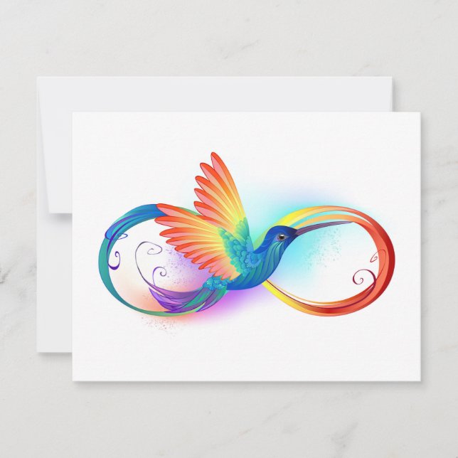 Rainbow Hummingbird with Infinity symbol Card (Front)