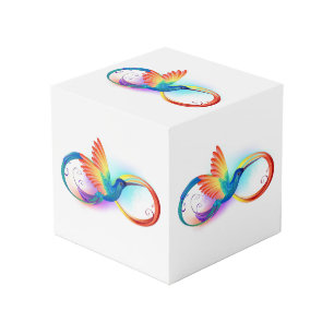 Rainbow Hummingbird with Infinity symbol Cube