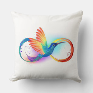 Rainbow Hummingbird with Infinity symbol Cushion