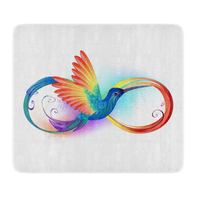 Rainbow Hummingbird with Infinity symbol Cutting Board (Front)