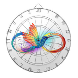 Rainbow Hummingbird with Infinity symbol Dartboard