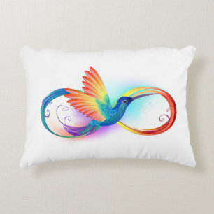 Rainbow Hummingbird with Infinity symbol Decorative Cushion