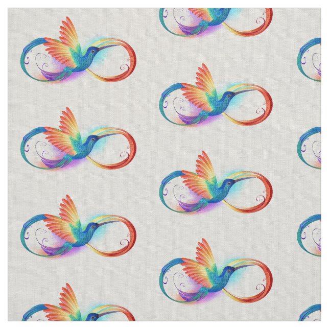 Rainbow Hummingbird with Infinity symbol Fabric (Swatch)