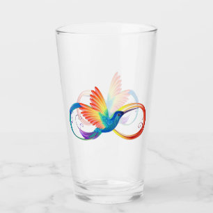 Rainbow Hummingbird with Infinity symbol Glass