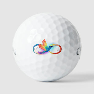 Rainbow Hummingbird with Infinity symbol Golf Balls