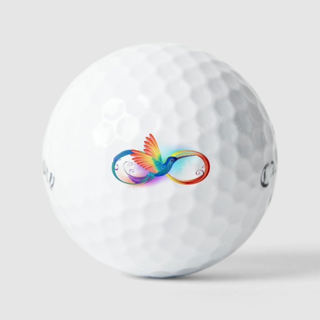 Rainbow Hummingbird with Infinity symbol Golf Balls (Front)
