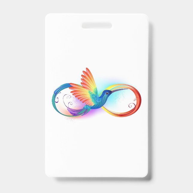 Rainbow Hummingbird with Infinity symbol ID Badge (Front)