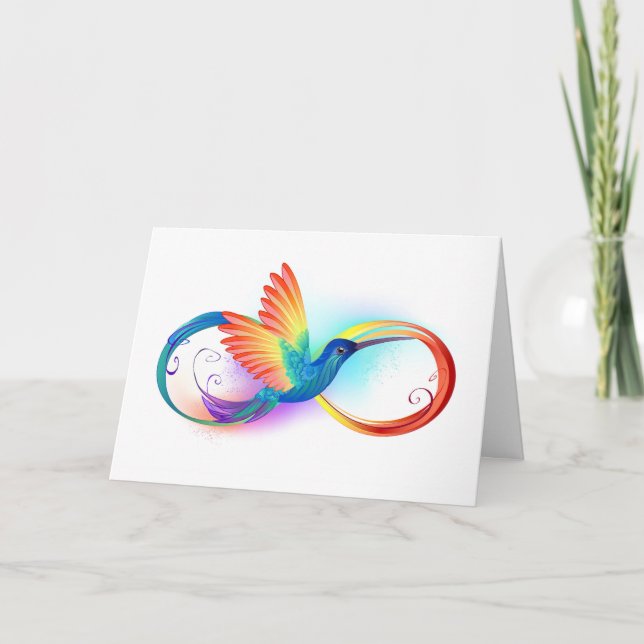 Rainbow Hummingbird with Infinity symbol Invitation (Front)