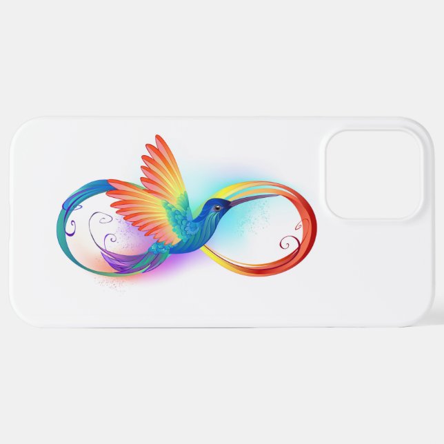 Rainbow Hummingbird with Infinity symbol iPhone Case (Back Horizontal)