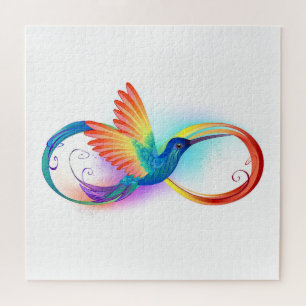 Rainbow Hummingbird with Infinity symbol Jigsaw Puzzle