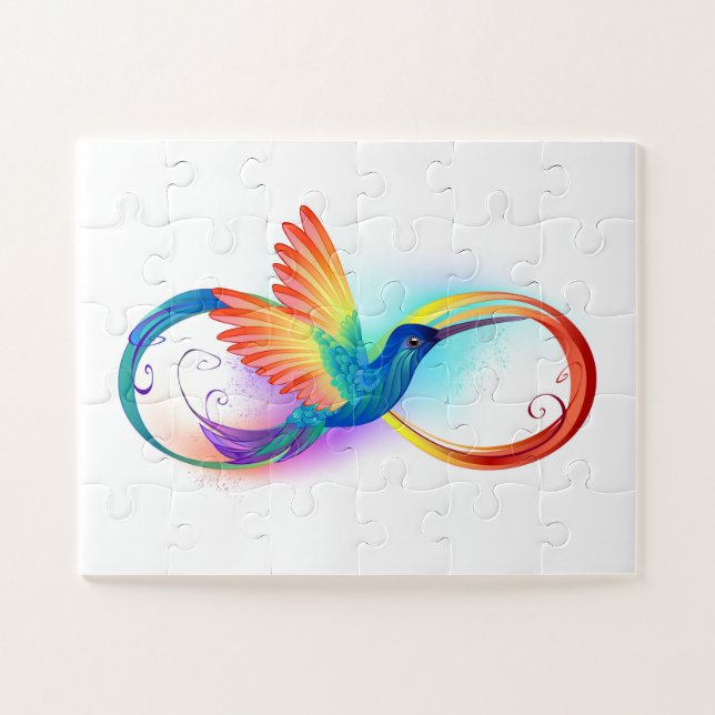 Rainbow Hummingbird with Infinity symbol Jigsaw Puzzle (Horizontal)