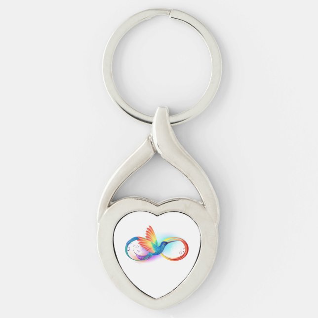 Rainbow Hummingbird with Infinity symbol Key Ring (Front)