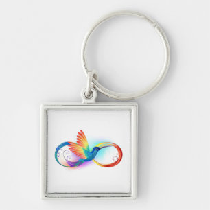 Rainbow Hummingbird with Infinity symbol Key Ring