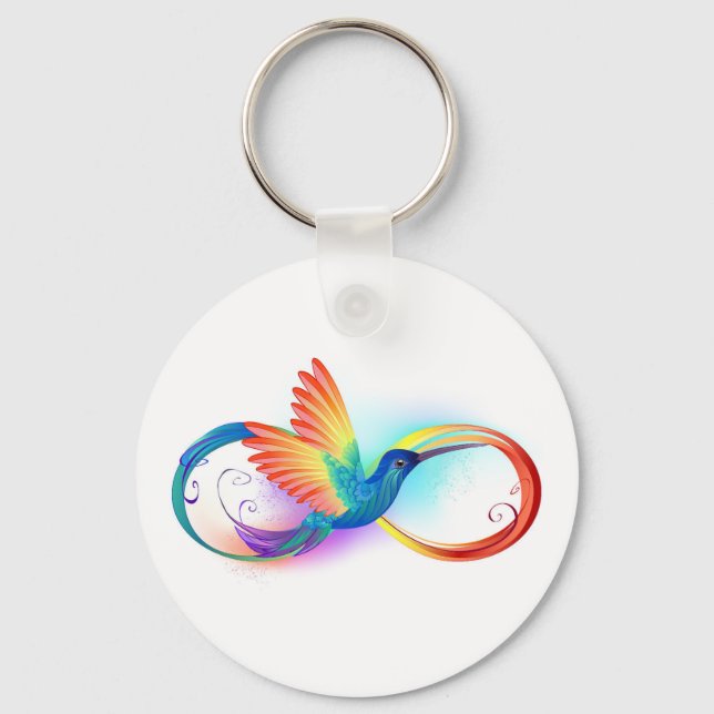 Rainbow Hummingbird with Infinity symbol Key Ring (Front)