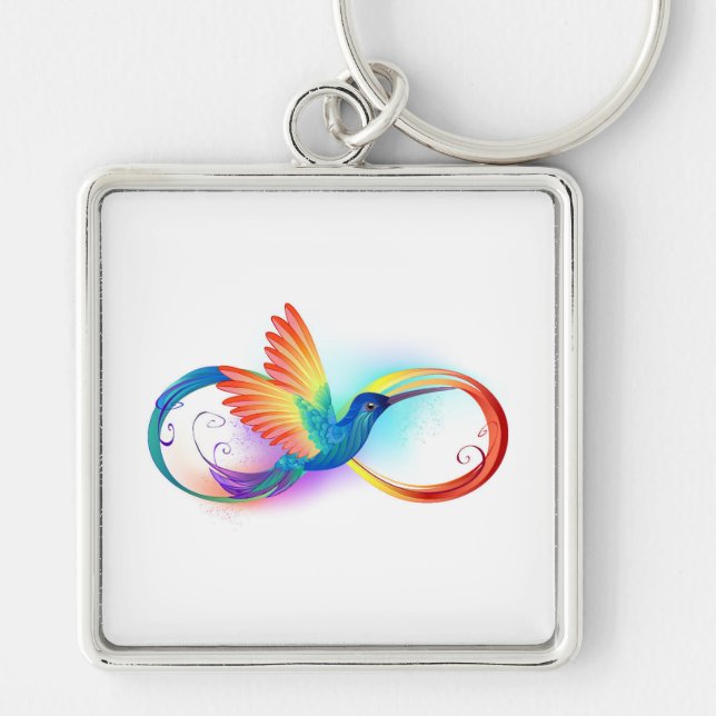 Rainbow Hummingbird with Infinity symbol Key Ring (Front)