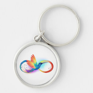 Rainbow Hummingbird with Infinity symbol Key Ring