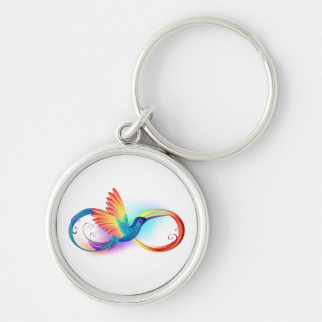Rainbow Hummingbird with Infinity symbol Key Ring (Front)