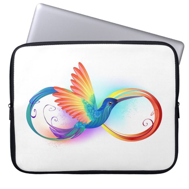 Rainbow Hummingbird with Infinity symbol Laptop Sleeve (Front)