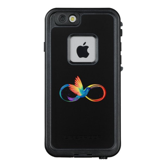 Rainbow Hummingbird with Infinity symbol LifeProof iPhone Case (Back)