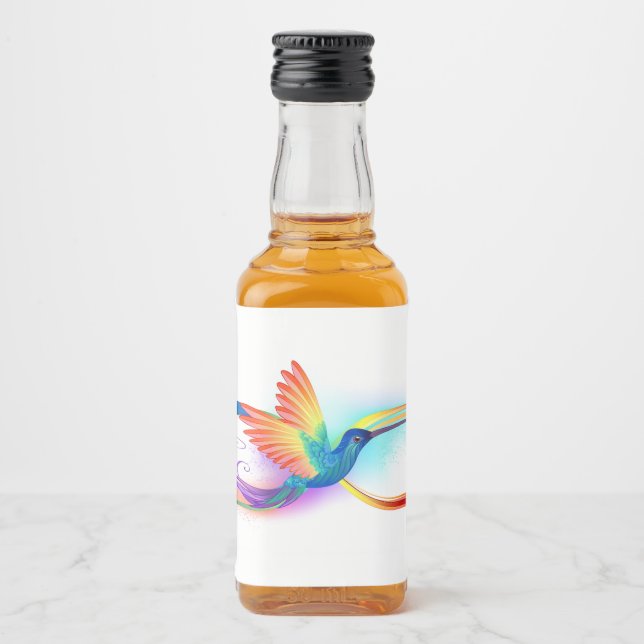 Rainbow Hummingbird with Infinity symbol Liquor Bottle Label (Front)
