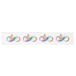 Rainbow Hummingbird with Infinity symbol Long Table Runner