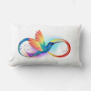 Rainbow Hummingbird with Infinity symbol Lumbar Cushion