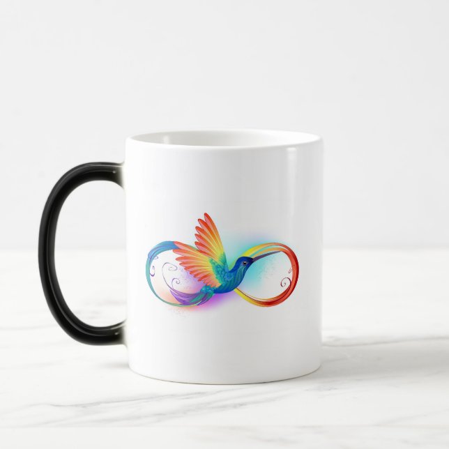 Rainbow Hummingbird with Infinity symbol Magic Mug (Left)