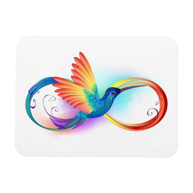 Rainbow Hummingbird with Infinity symbol Magnet (Horizontal)