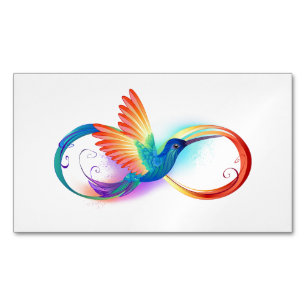 Rainbow Hummingbird with Infinity symbol Magnetic Business Card