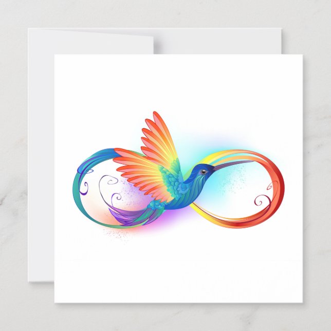 Rainbow Hummingbird with Infinity symbol Magnetic Invitation (Front)