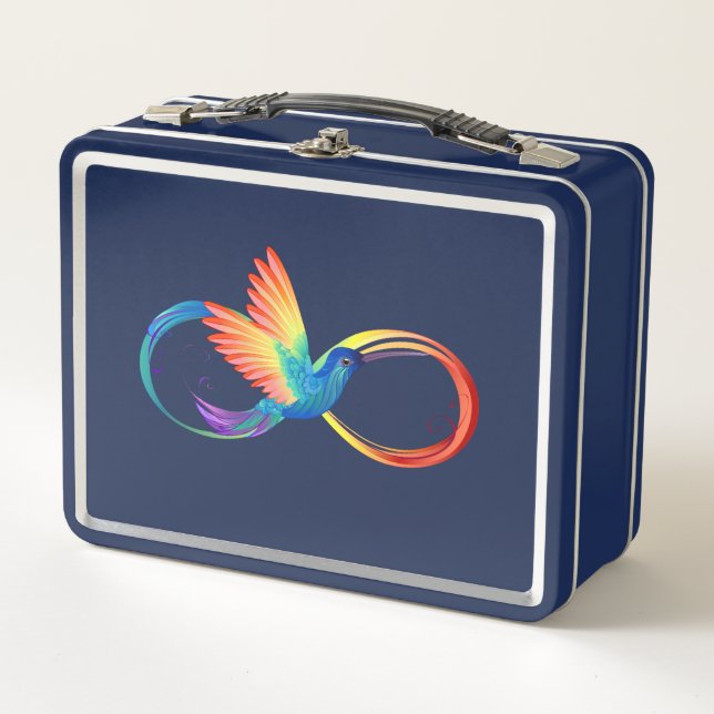 Rainbow Hummingbird with Infinity symbol Metal Lunch Box (Front)