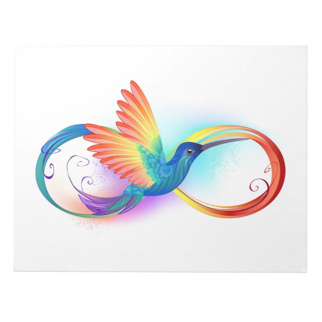 Rainbow Hummingbird with Infinity symbol Notepad (Front)