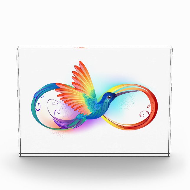 Rainbow Hummingbird with Infinity symbol Photo Block (Front)