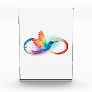 Rainbow Hummingbird with Infinity symbol Photo Block